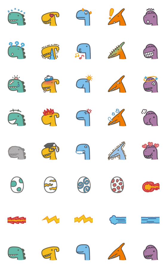 [LINE絵文字]Colour Dinosaur Emojiの画像一覧