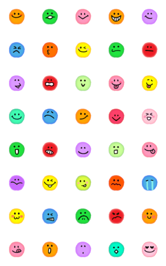 [LINE絵文字]カラフル★ニコニコスマイルがいっぱい☆の画像一覧