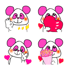 [LINE絵文字] ピンクのお結び子パンダの表情絵文字の画像
