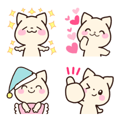 [LINE絵文字] 白ねこちゃん♡絵文字の画像