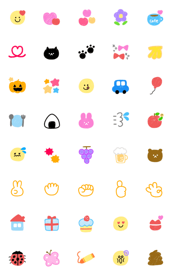 [LINE絵文字]毎日使えるクレヨン絵文字(2)の画像一覧