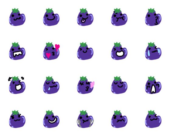 [LINE絵文字]eggplant  face emojiの画像一覧
