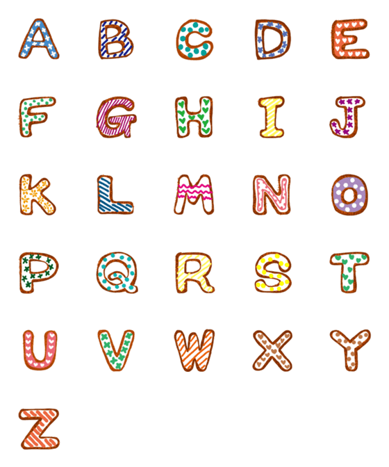 [LINE絵文字]アイシングクッキー絵文字・アルファベットの画像一覧