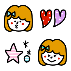 [LINE絵文字] シンプルでかわいい女の子の絵文字の画像