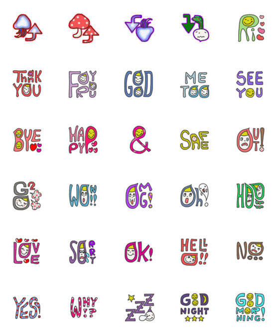 [LINE絵文字]キュートな絵文字 〜よく使う言葉〜の画像一覧