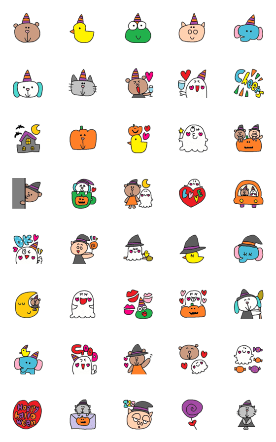[LINE絵文字]Lilo friends halloween party emojiの画像一覧
