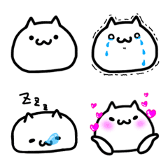 [LINE絵文字] シンプルで使えるかわいい白ねこ絵文字の画像