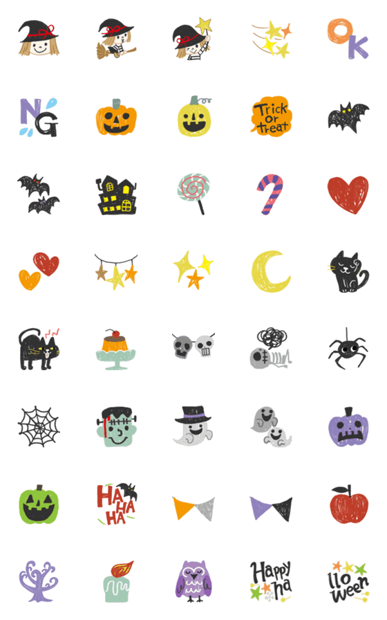 [LINE絵文字]カラフルかわいい❤︎ハロウィン絵文字の画像一覧