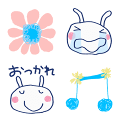 [LINE絵文字] ほぼ白うさぎ♡ラクガキ絵文字の画像