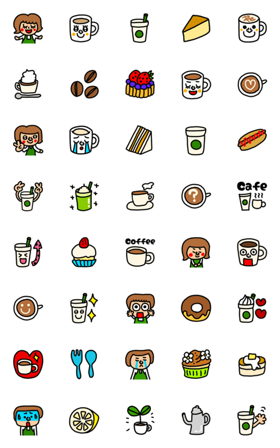 [LINE絵文字]riekimのカフェの絵文字の画像一覧