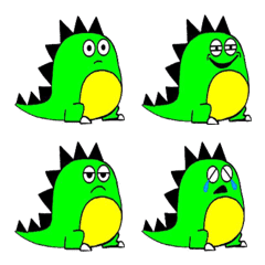 [LINE絵文字] 顔文字 緑の恐竜の画像