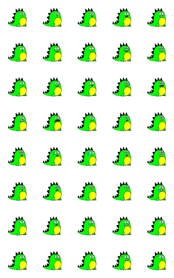 Line絵文字 顔文字 緑の恐竜 40種類 1円