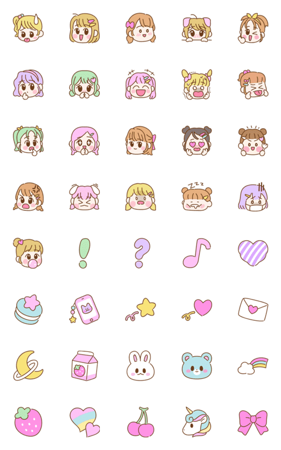 [LINE絵文字]lovely girls Emojiの画像一覧