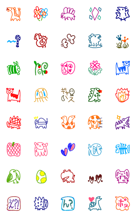 Line絵文字 クレヨン落書き3 恐竜さん 40種類 1円