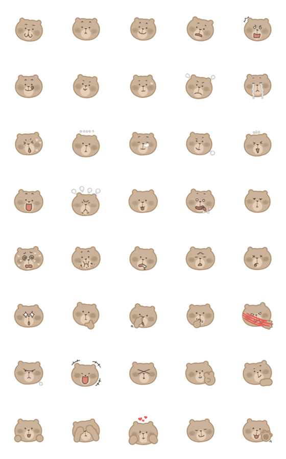 [LINE絵文字]Cute and Fun Brown bear Brobe emojiの画像一覧