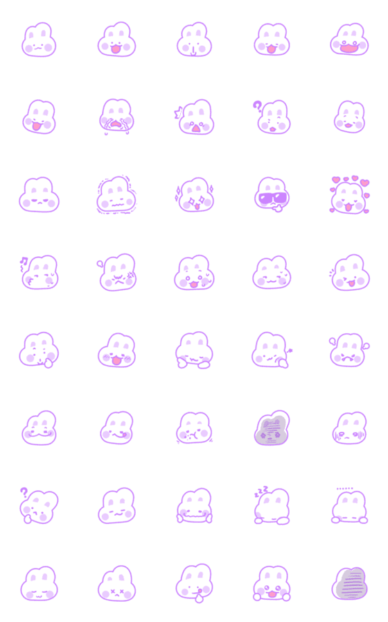 [LINE絵文字]Simple Purple cloud rabbit pposong-iの画像一覧