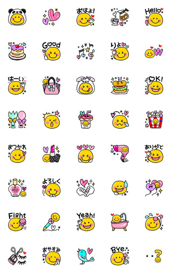 LINE絵文字「スマイルニコちゃん♥お洒落ガールズ絵文字」 40種類 120円