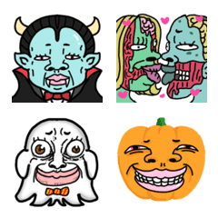 [LINE絵文字] キモい顔の絵文字でハロウィンの画像