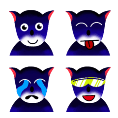 [LINE絵文字] Handdrawn Dark Blue Fox Emojiの画像