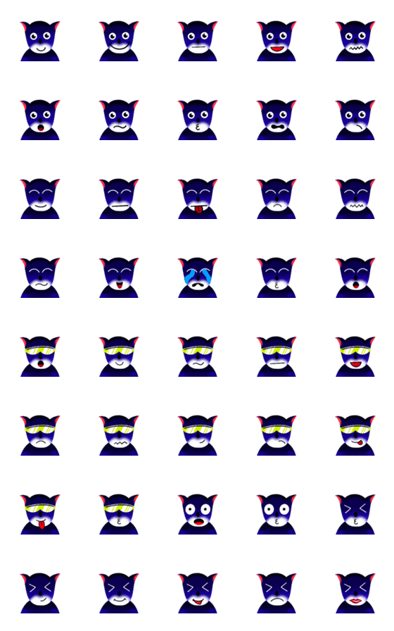 [LINE絵文字]Handdrawn Dark Blue Fox Emojiの画像一覧