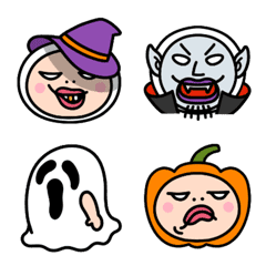 [LINE絵文字] しろめちゃんとおまめさん ハロウィンの画像