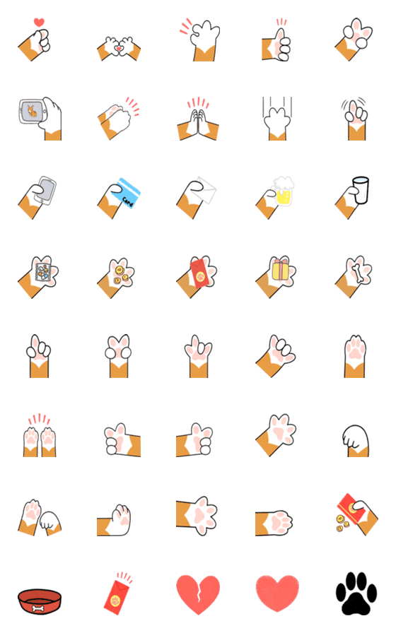 [LINE絵文字]Corgi dog claw gesture stickerの画像一覧