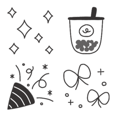 白黒シンプル、毎日使えるらくがき絵文字2の絵文字メイン画像
