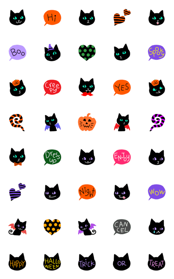 [LINE絵文字]黒猫ちゃんのハロウィン絵文字♪の画像一覧