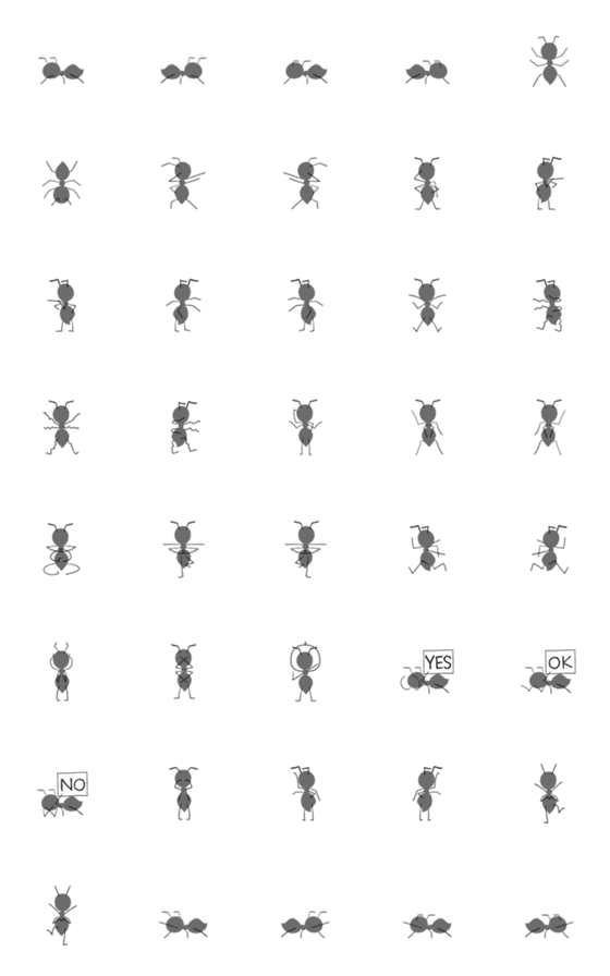 [LINE絵文字]One Day Imagination(Dancing Ants Emoji)の画像一覧