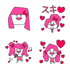 ひげまる  ピンクガール  文字付き絵文字の絵文字メイン画像