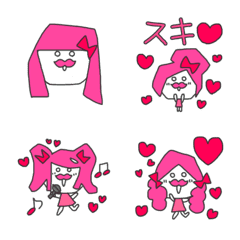 [LINE絵文字] ひげまる  ピンクガール  文字付き絵文字の画像