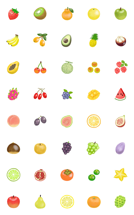 [LINE絵文字]季節の果物 (くだもの)の画像一覧