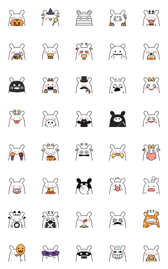 [LINE絵文字]ハロウィンが好き！うさぎさん絵文字の画像一覧