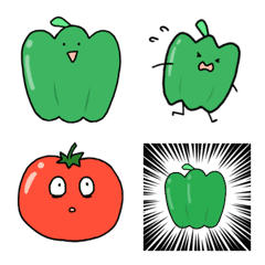 [LINE絵文字] ピーマン時々トマトの画像