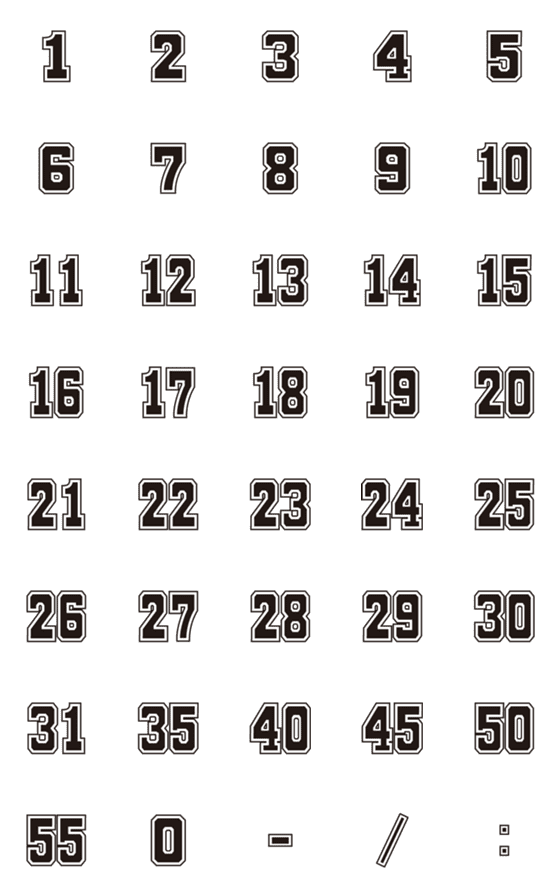 [LINE絵文字]背番号数字（試合速報、日時連絡にも）の画像一覧