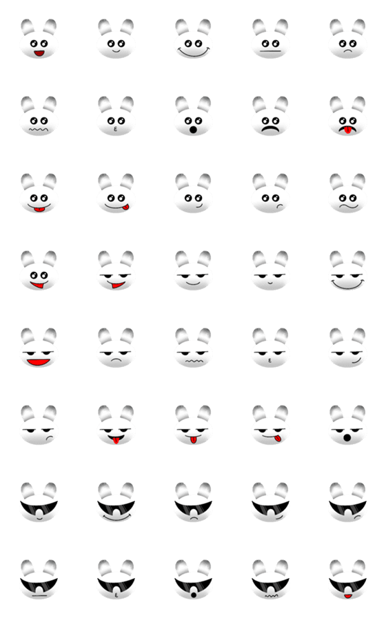 [LINE絵文字]Handdrawn White Rabbit Emojiの画像一覧