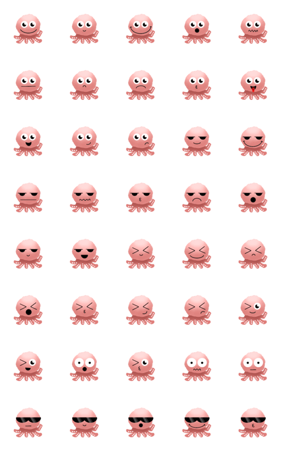 [LINE絵文字]Handdrawn Little Octopus Emojiの画像一覧