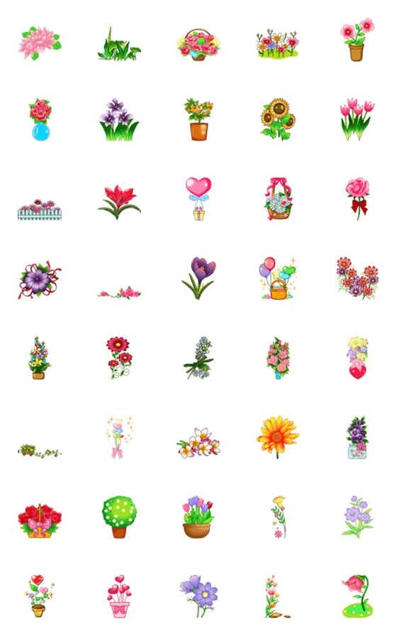 [LINE絵文字]Flowers for You Daily Emojiの画像一覧