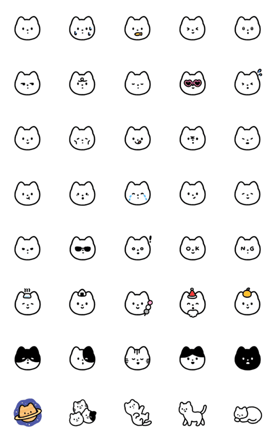 [LINE絵文字]シンプルねこの画像一覧