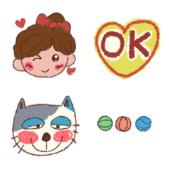 [LINE絵文字] cute girl cat Emoji 201910の画像