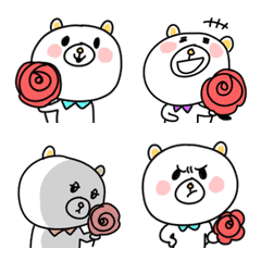 [LINE絵文字] くまちゃんに薔薇を添えての画像
