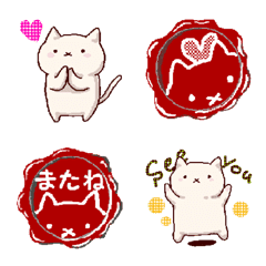 [LINE絵文字] 手描きねこ＆封蝋デザインの画像