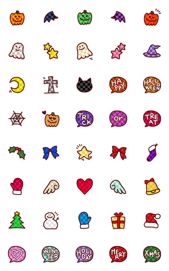 Line絵文字 チェックブロック柄ハロウィン クリスマス 40種類 1円 Line絵文字 チェックブロック柄ハロウィン クリスマス 40種類 1円