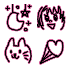 [LINE絵文字] ピンク×ブラック！文末につけやすい絵文字の画像