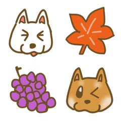 [LINE絵文字] 秋も福よこいこい！犬の絵文字の画像