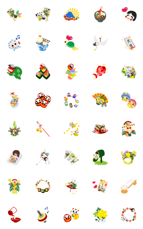 [LINE絵文字]New Year Accessory Emoji 2の画像一覧