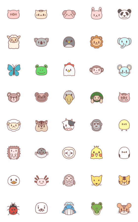 [LINE絵文字]シンプルかわいい♪どうぶつ絵文字の画像一覧