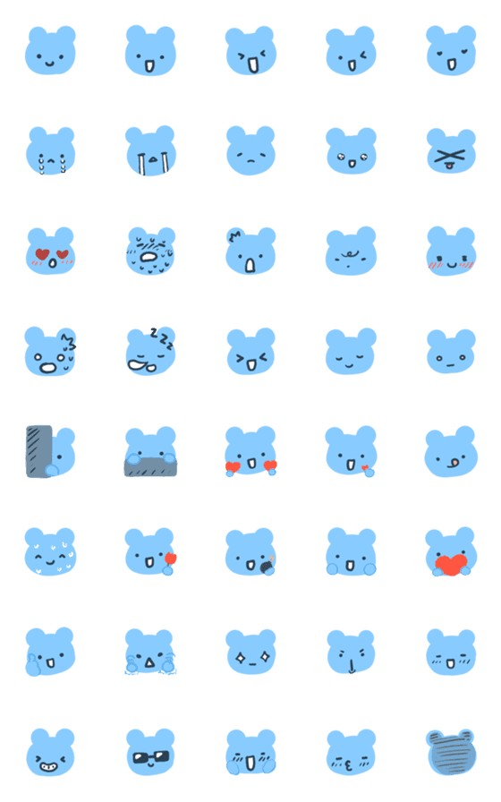 [LINE絵文字]Cute blue bear BULU Emojiの画像一覧