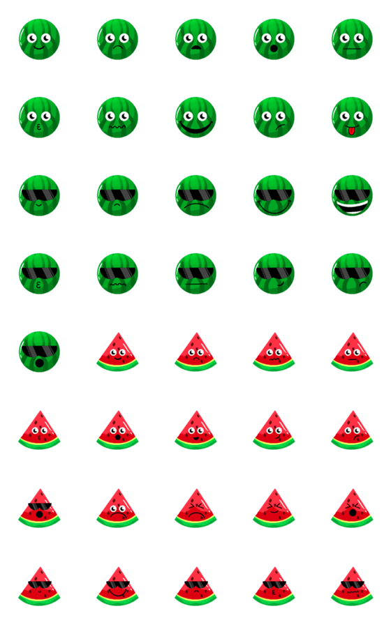 [LINE絵文字]Handdrawn Watermelon Emojiの画像一覧