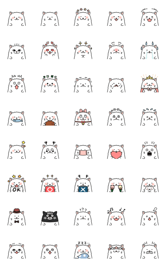 [LINE絵文字]ゆるかわいいペルシャ猫ちゃん絵文字の画像一覧